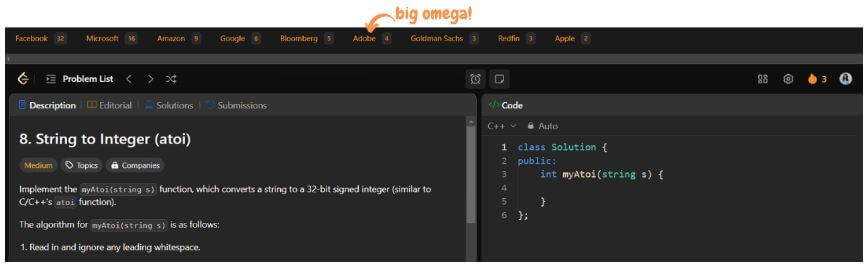 Leetcode Big Omega: