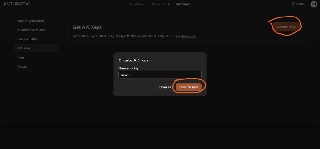 Claude 3 API give key name