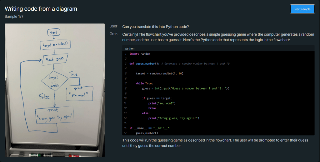 Code from diagram using Grok