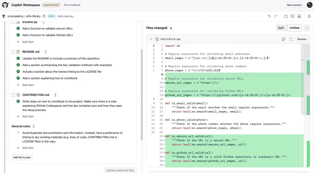 Copilot Workspace importing files in editor view