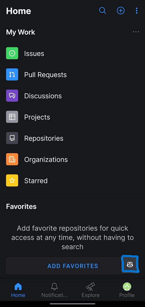 GitHub Copilot Chat icon on GitHub mobile app