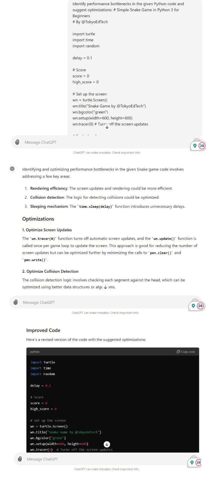 GPT-4o Improving Code Performance