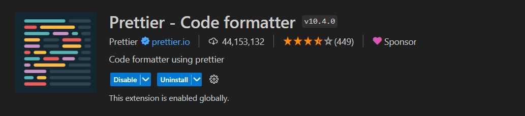 Prettier Visual Code Extension