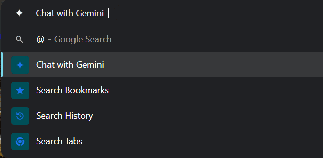 Chat with Gemini option in Google Chrome address bar
