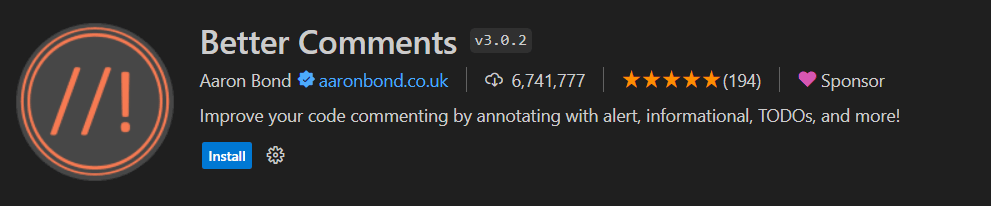 Better Comments Extension