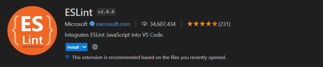 ESLint Visual Studio Extension