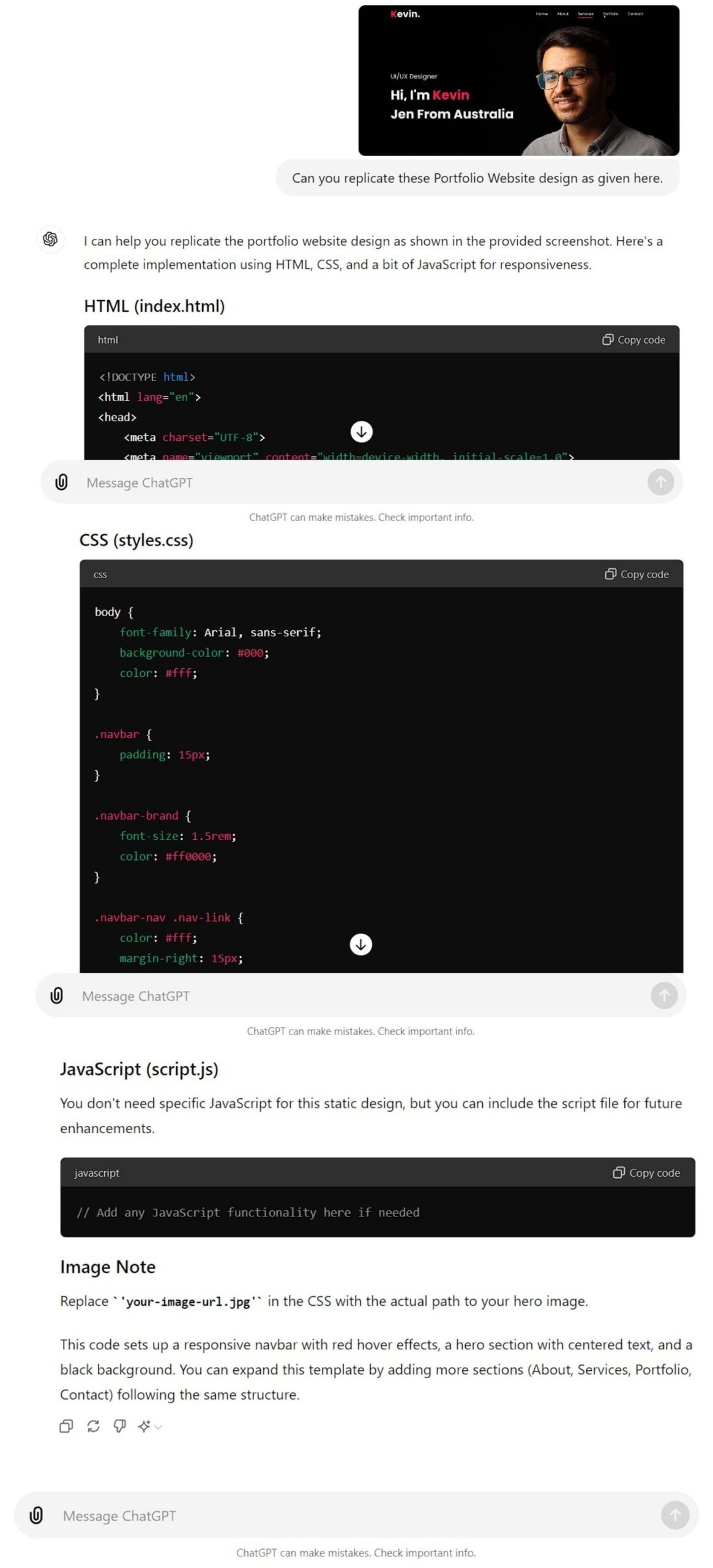 HTML and CSS code by GPT-4o