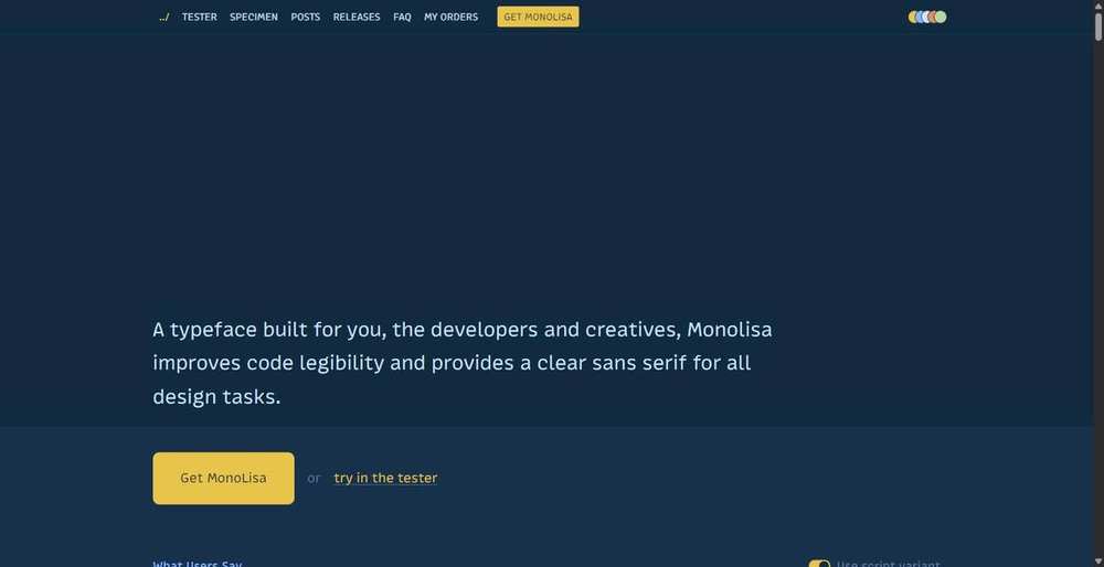MonoLisa coding font shown on its own website, the best known paid programming font of 2026