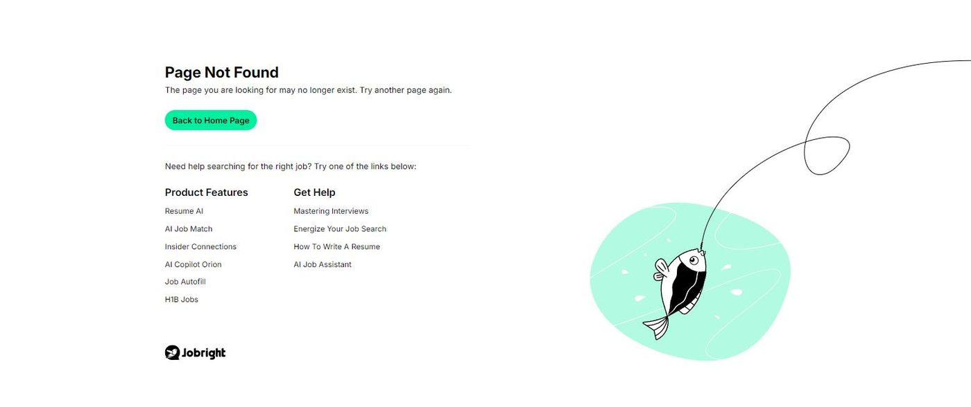 The jobright.ai slash pricing URL returning a Page Not Found error on 21 August 2026
